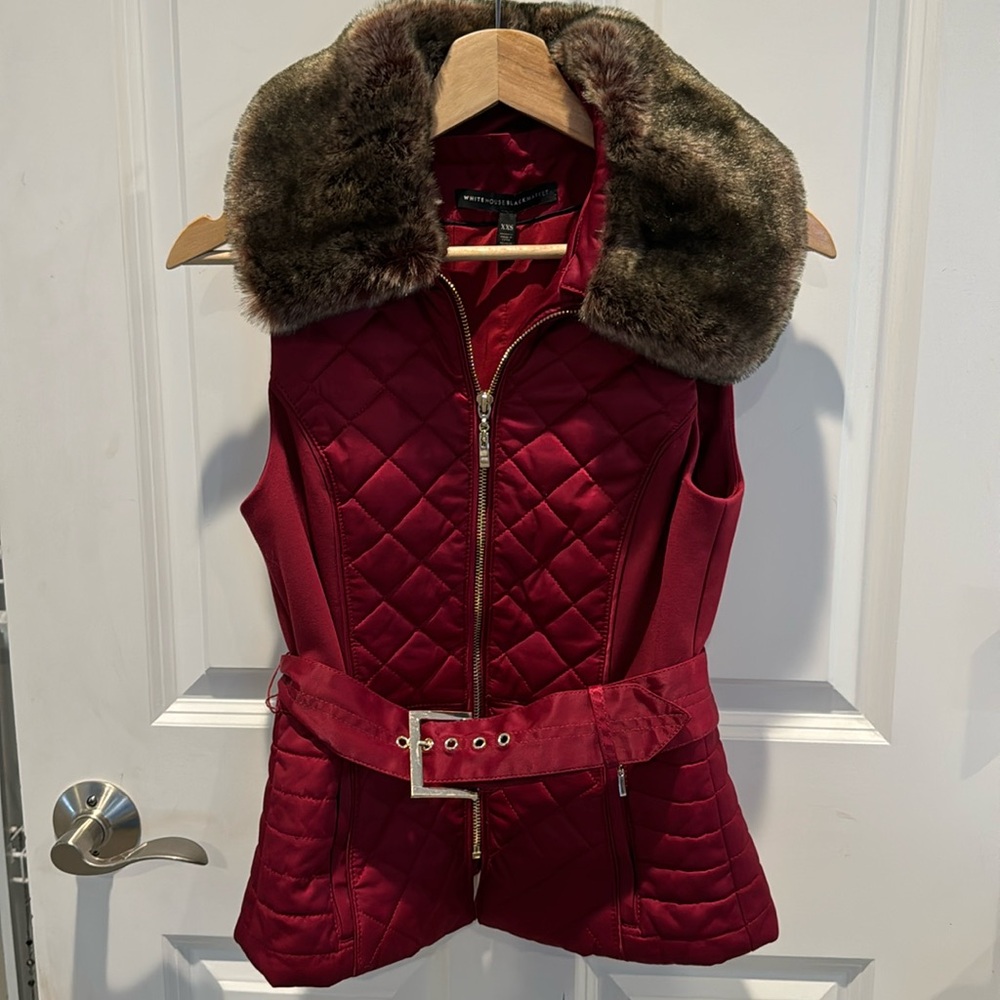 WHBM Quilted Fur Vest size xxs